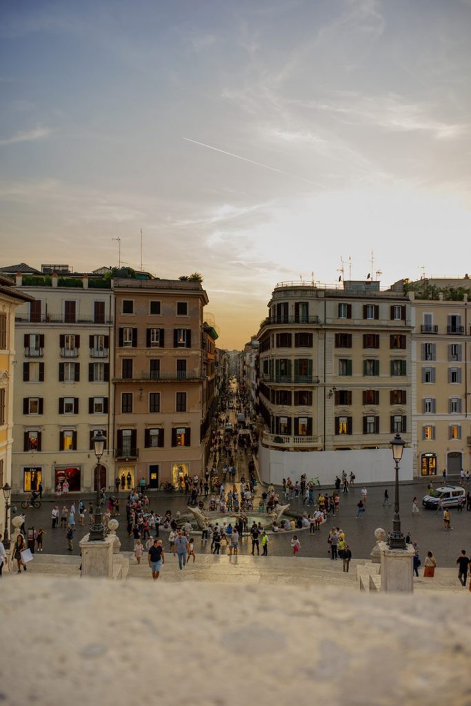 Postcards from Hawaii Travel and Lifestyle Blog Gabriella Wisdom 14 best places in Rome to take photos, Rome Instagram & TikTok Guide Spanish Steps Sunset